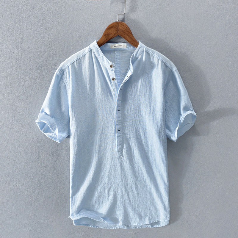 Image of Bryan | Men's Band Collar Button-Down Shirt