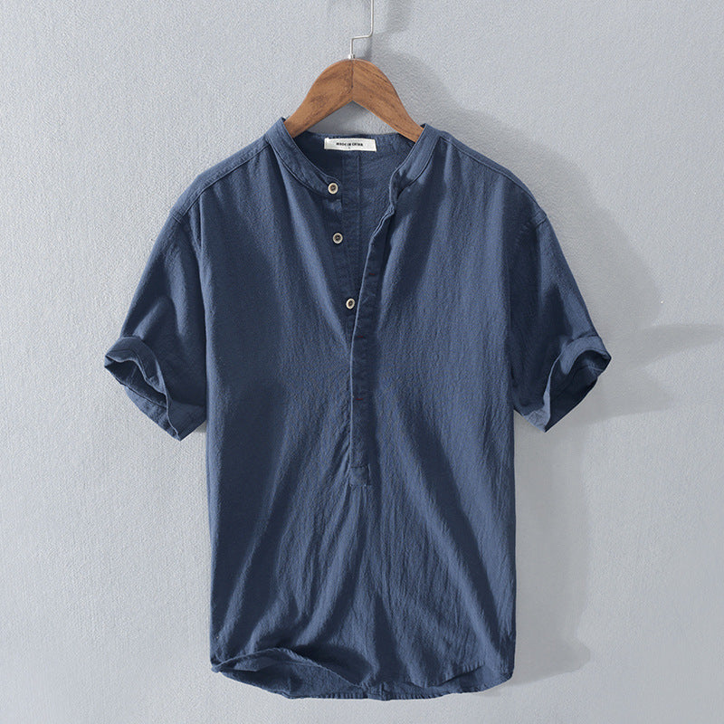 Image of Bryan | Men's Band Collar Button-Down Shirt