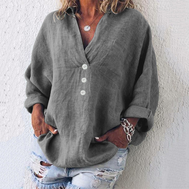 Image of Carolyn | Women's Oversized Long Sleeve Button-Down Blouse