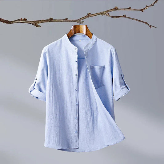 Image of Chris | Men's Band Collar Casual Shirt