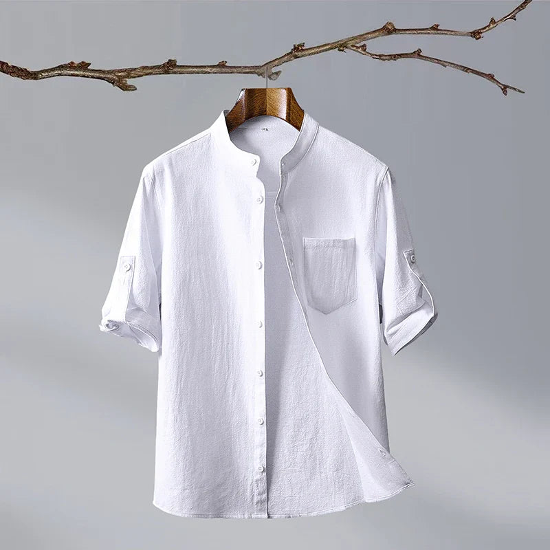 Image of Chris | Men's Band Collar Casual Shirt