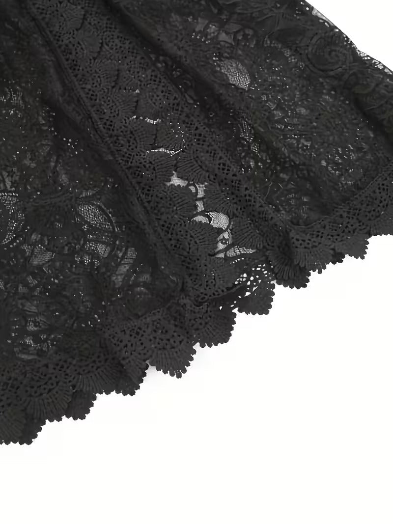 Image of Christine | Women's V-Neck Lace Mini Dress