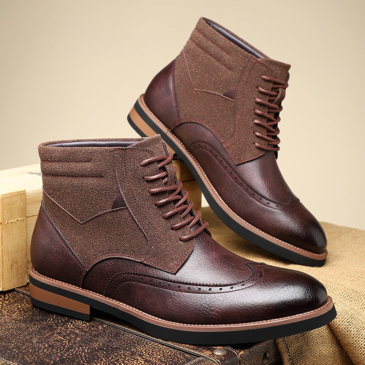Image of Christopher | Men's Wingtip Lace-Up Ankle Boots
