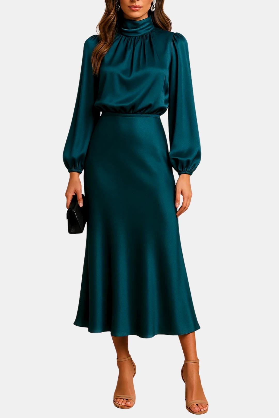 Image of Christy | Women's Long Sleeve A-Line Midi Dress