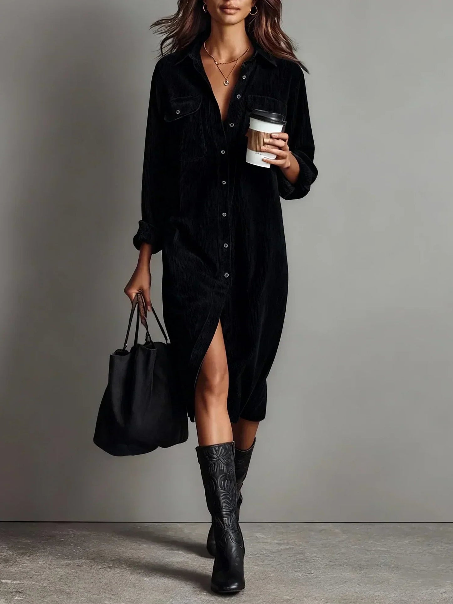 Image of Colleen | Women's Button-Down Midi Shirt Dress