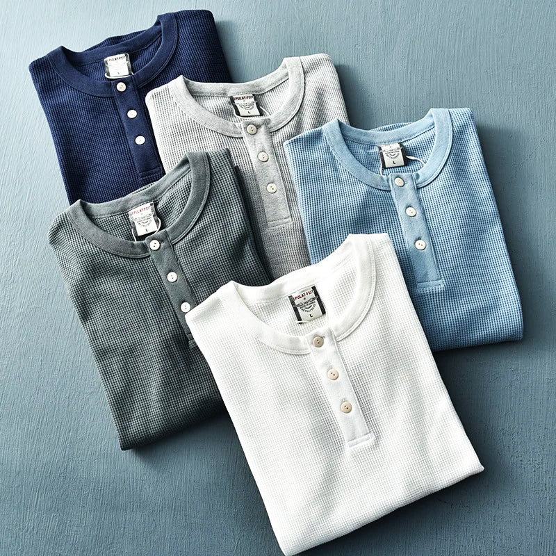 Image of Corey | Men's Long Sleeve Henley Shirt