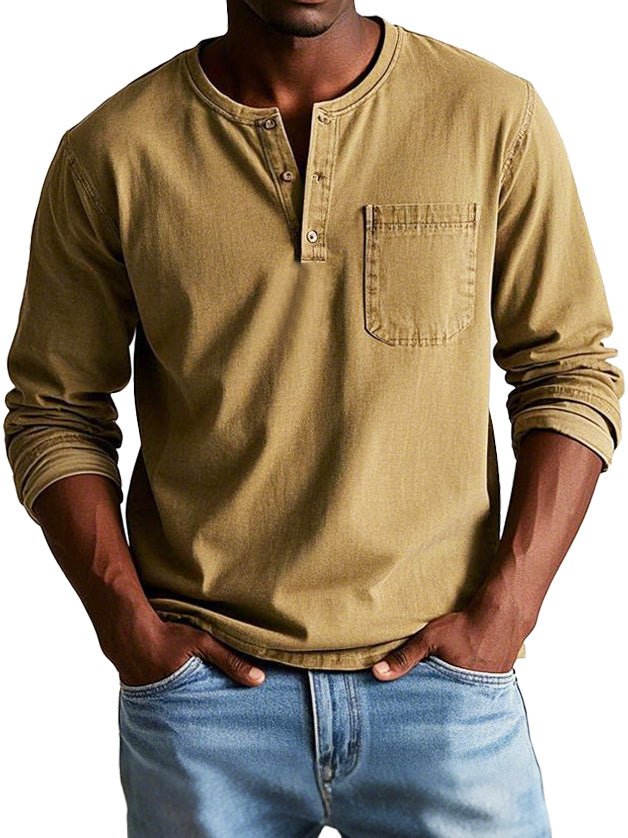 Image of Curtis | Men's Long Sleeve Henley Shirt