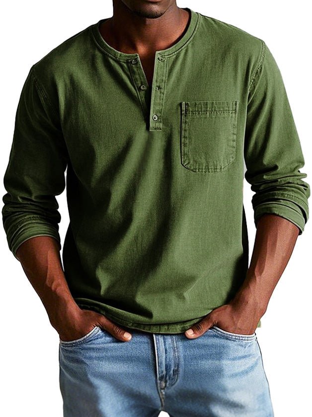 Image of Curtis | Men's Long Sleeve Henley Shirt