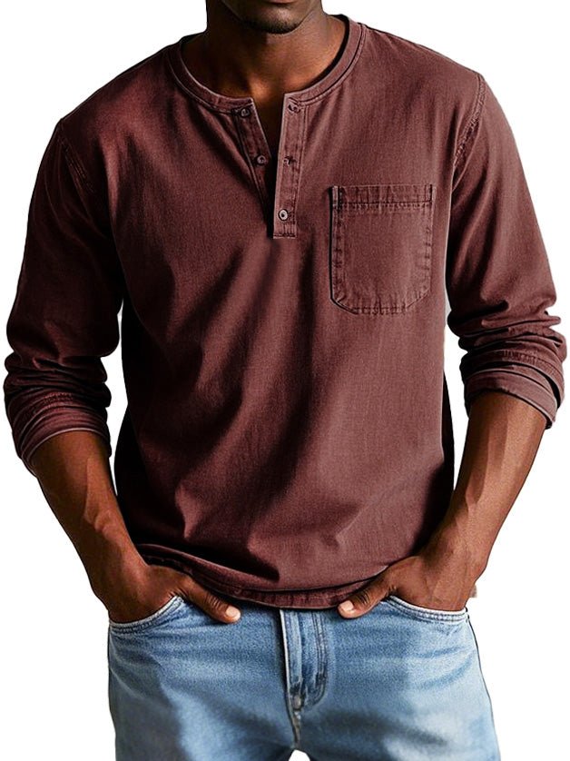 Image of Curtis | Men's Long Sleeve Henley Shirt