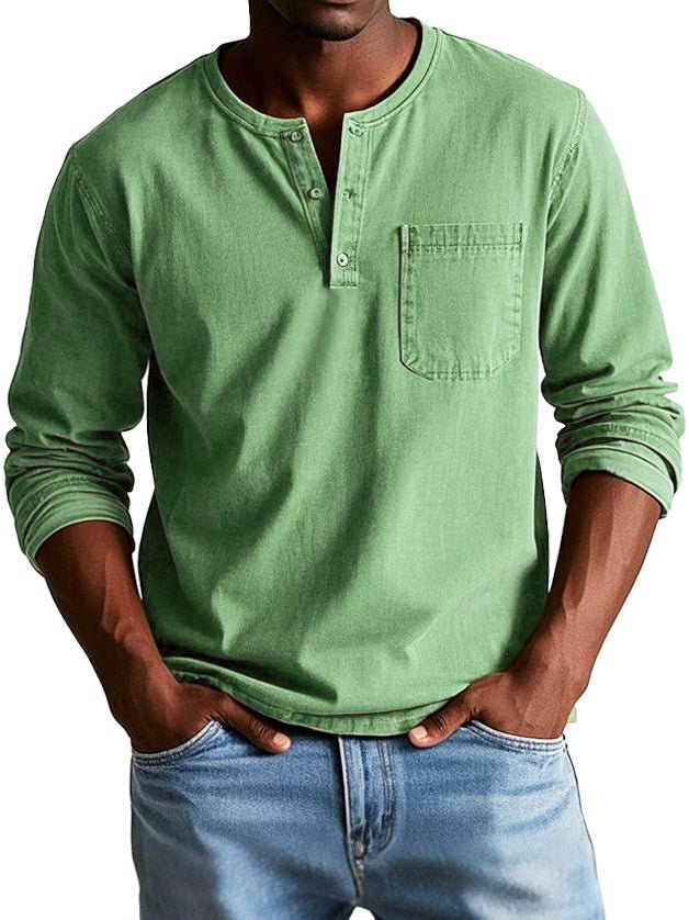 Image of Curtis | Men's Long Sleeve Henley Shirt