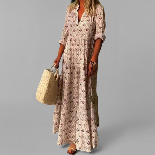 Image of Danielle | Women's V-Neck Boho Maxi Dress
