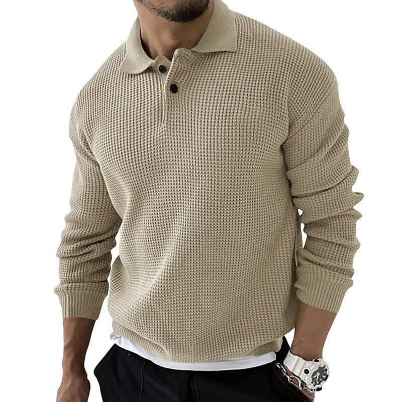 Image of David | Men's Polo Waffle Knit Sweater