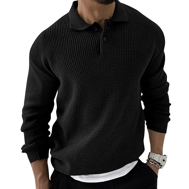 Image of David | Men's Polo Waffle Knit Sweater