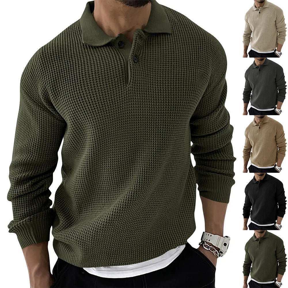 Image of David | Men's Polo Waffle Knit Sweater