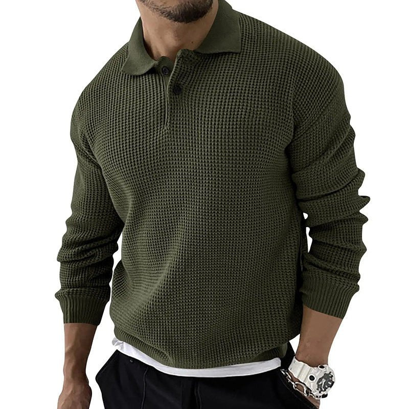 Image of David | Men's Polo Waffle Knit Sweater