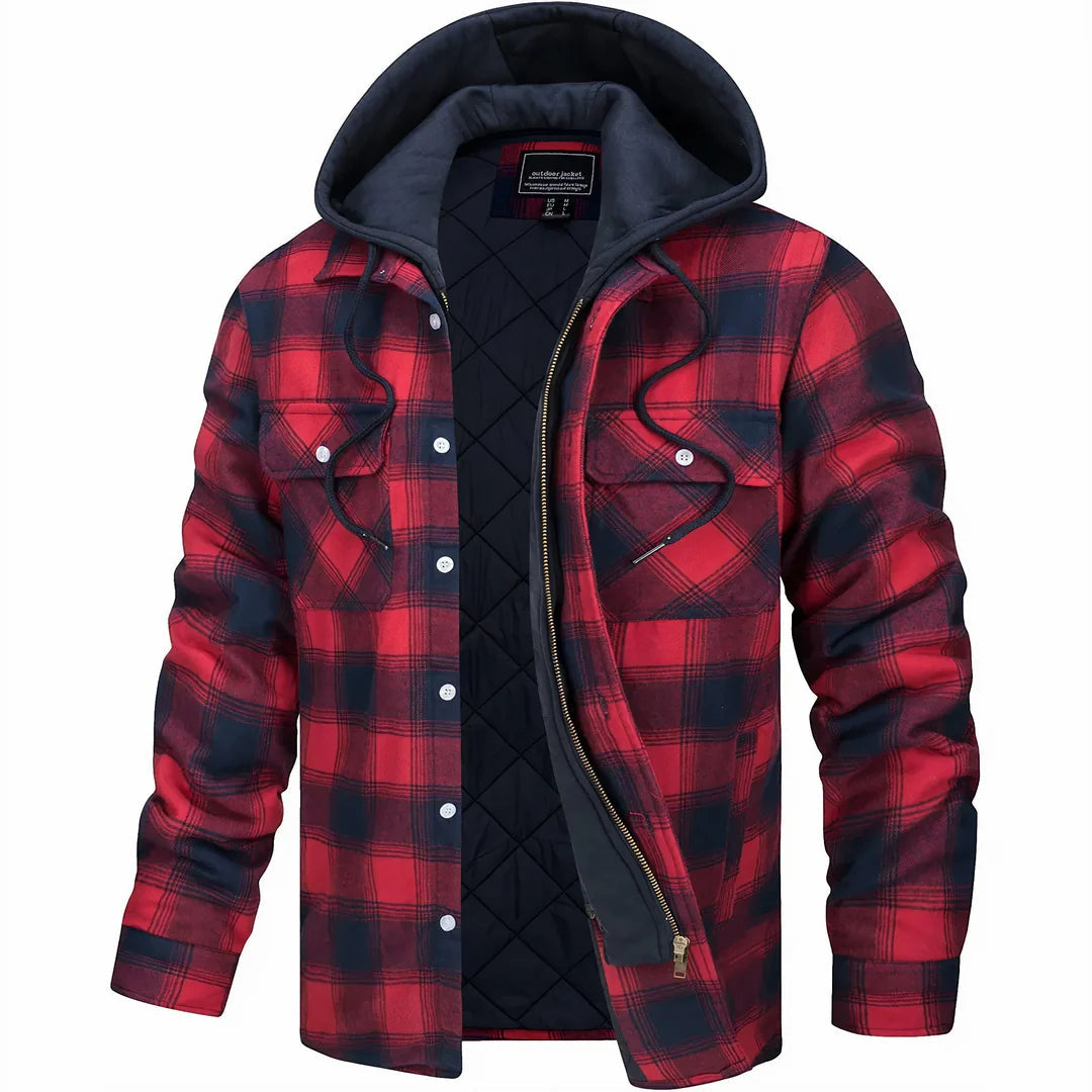 Image of Davin | Men's Hooded Plaid Jacket