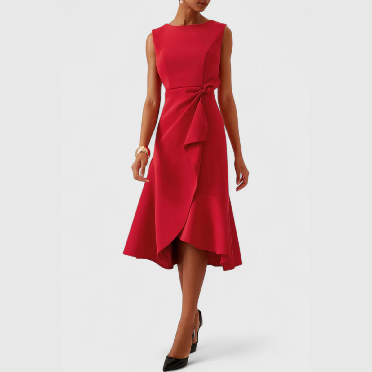Image of Destiny | Women's Sleeveless A-Line Midi Wrap Dress