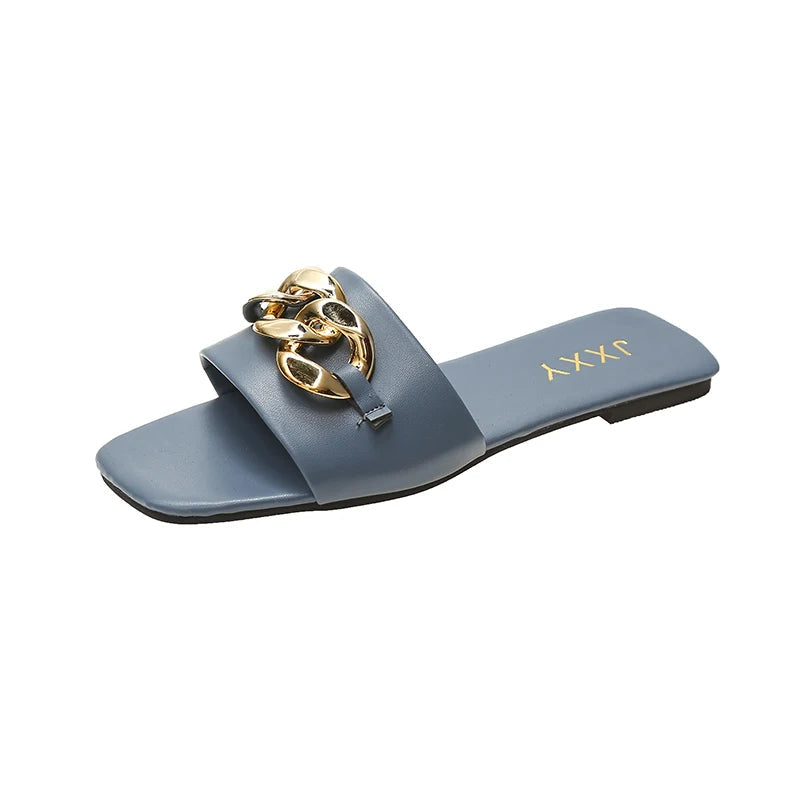 Image of Devon | Women's Chain Detail Slip-On Slides