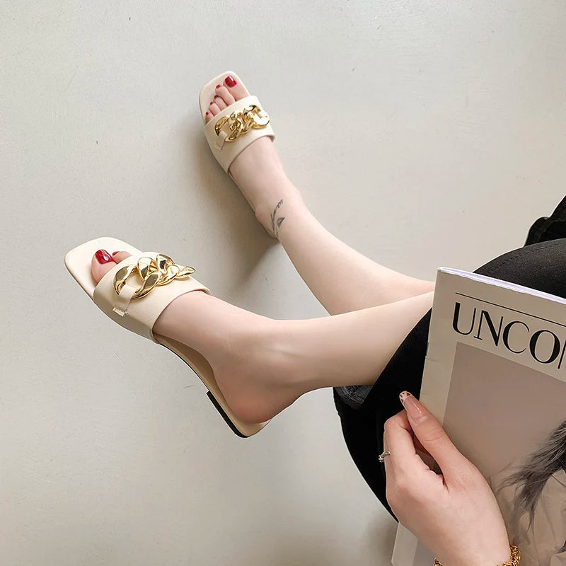 Image of Devon | Women's Chain Detail Slip-On Slides