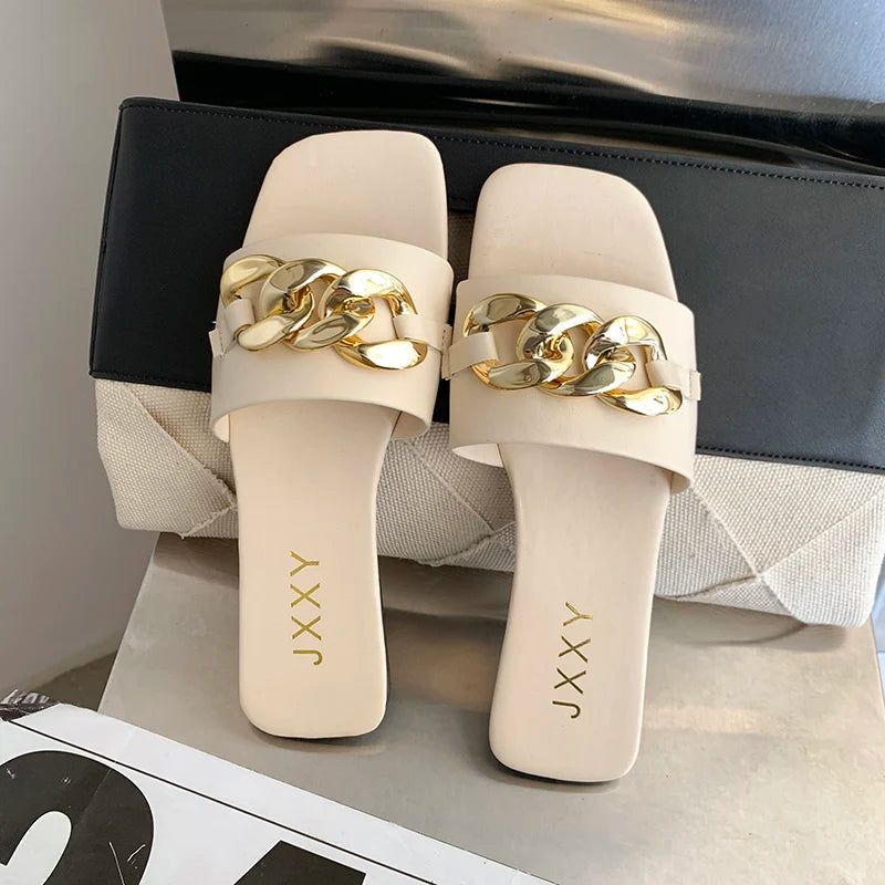 Image of Devon | Women's Chain Detail Slip-On Slides