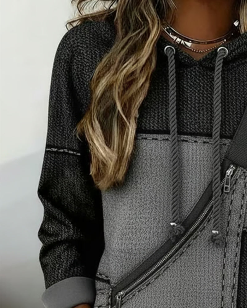 Image of Dianna | Women's Color Block Long Sleeve Pullover Hoodie