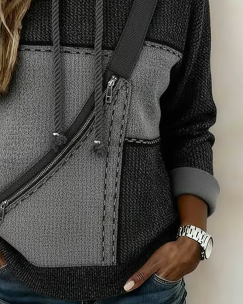 Image of Dianna | Women's Color Block Long Sleeve Pullover Hoodie