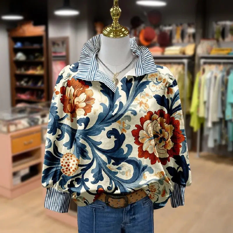 Image of Dorothy | Women's Oversized Long Sleeve Floral Blouse