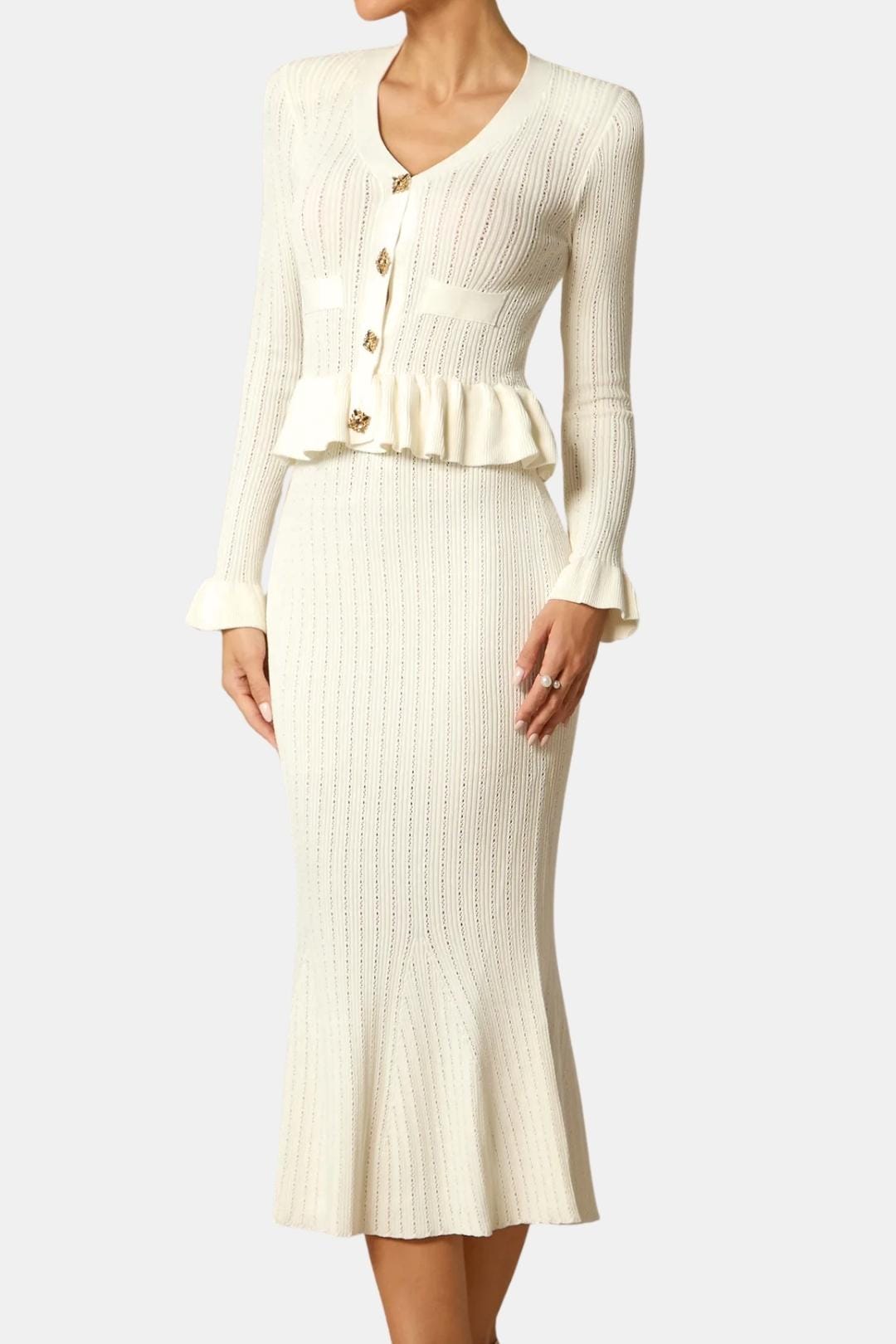 Image of Edith | Women's Long Sleeve Fit & Flare Midi Dress