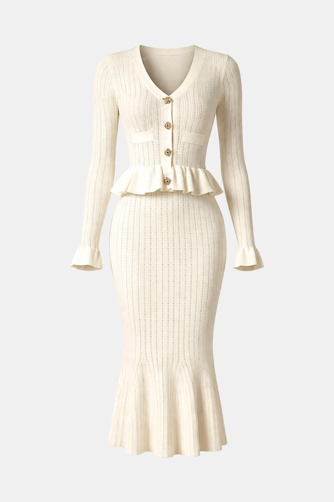 Image of Edith | Women's Long Sleeve Fit & Flare Midi Dress