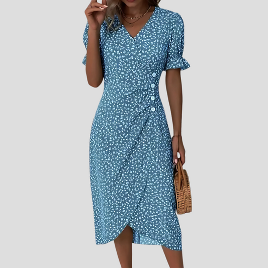 Image of Eileen | Women's V-Neck Wrap Midi Dress