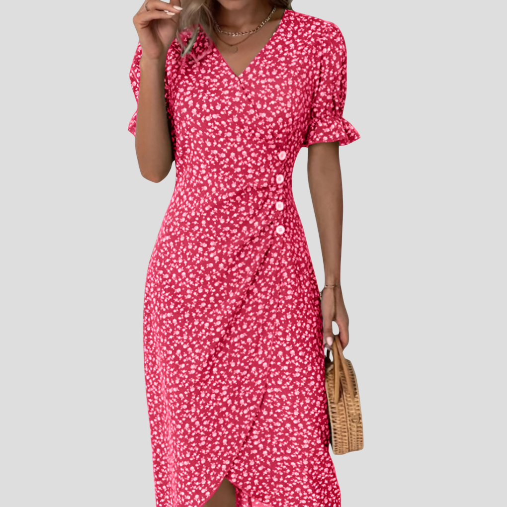 Image of Eileen | Women's V-Neck Wrap Midi Dress