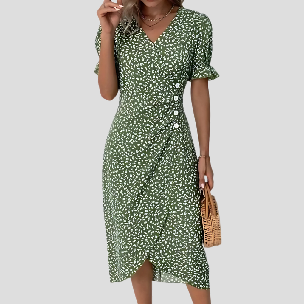 Image of Eileen | Women's V-Neck Wrap Midi Dress