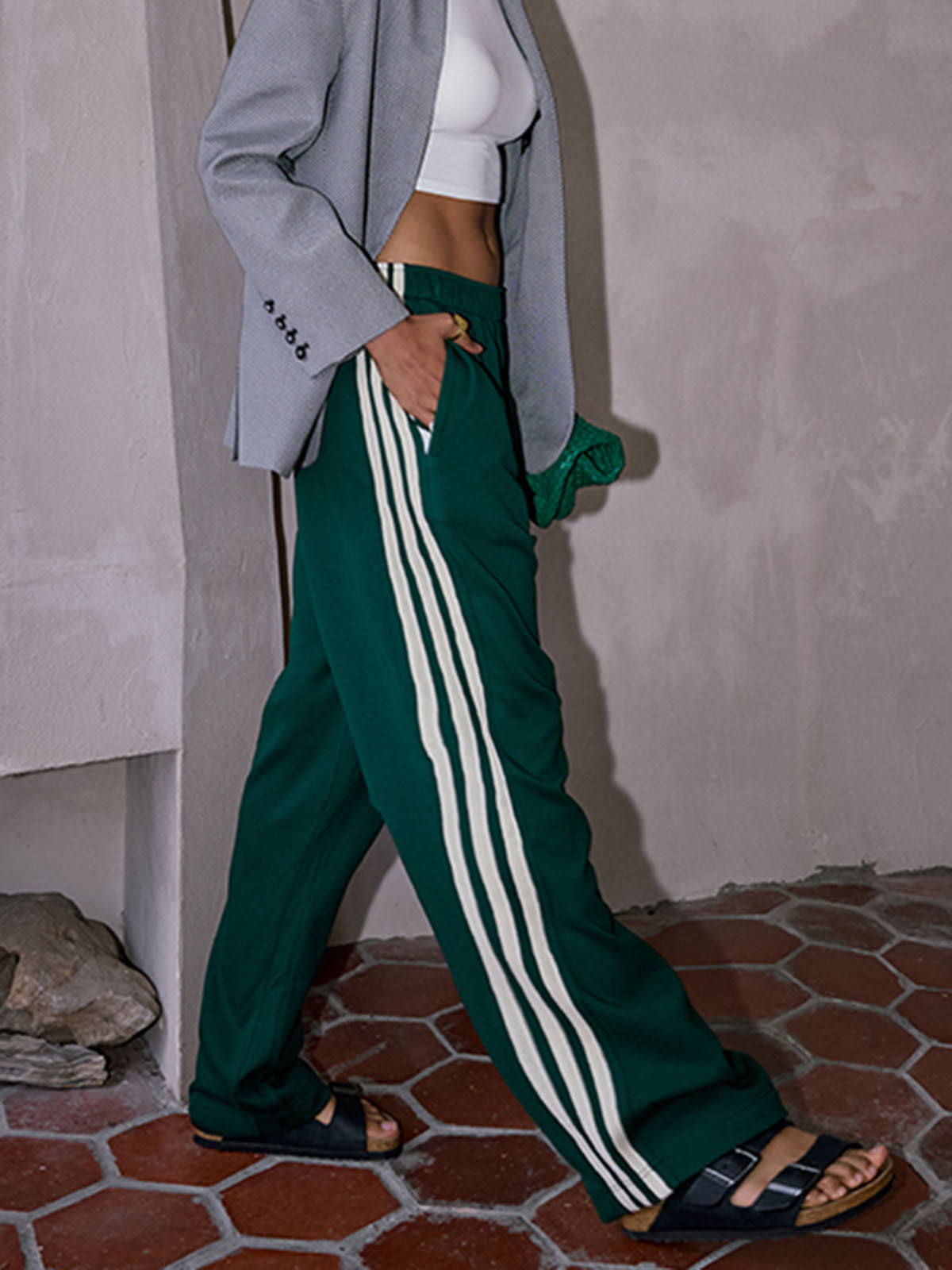 Image of Elsie | Women's High-Waisted Striped Track Pants
