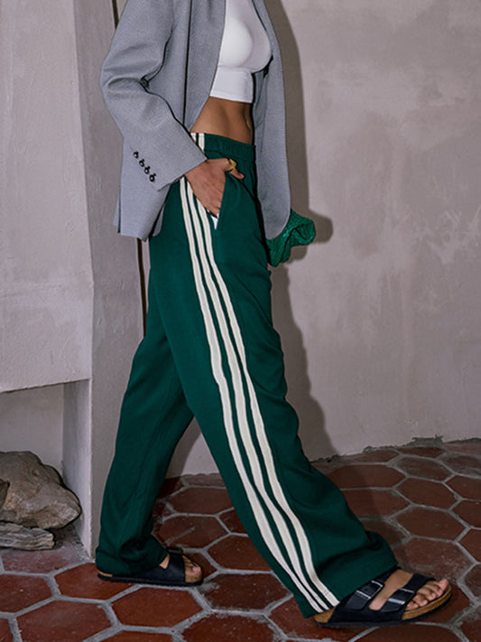Image of Elsie | Women's High-Waisted Striped Track Pants