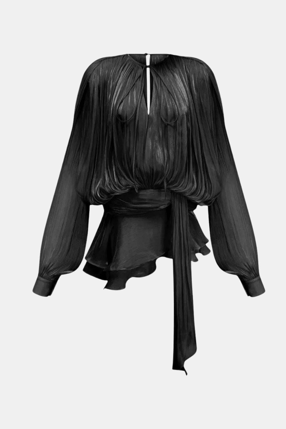 Image of Elsie | Women's Long Sleeve Mini Tie Neck Dress