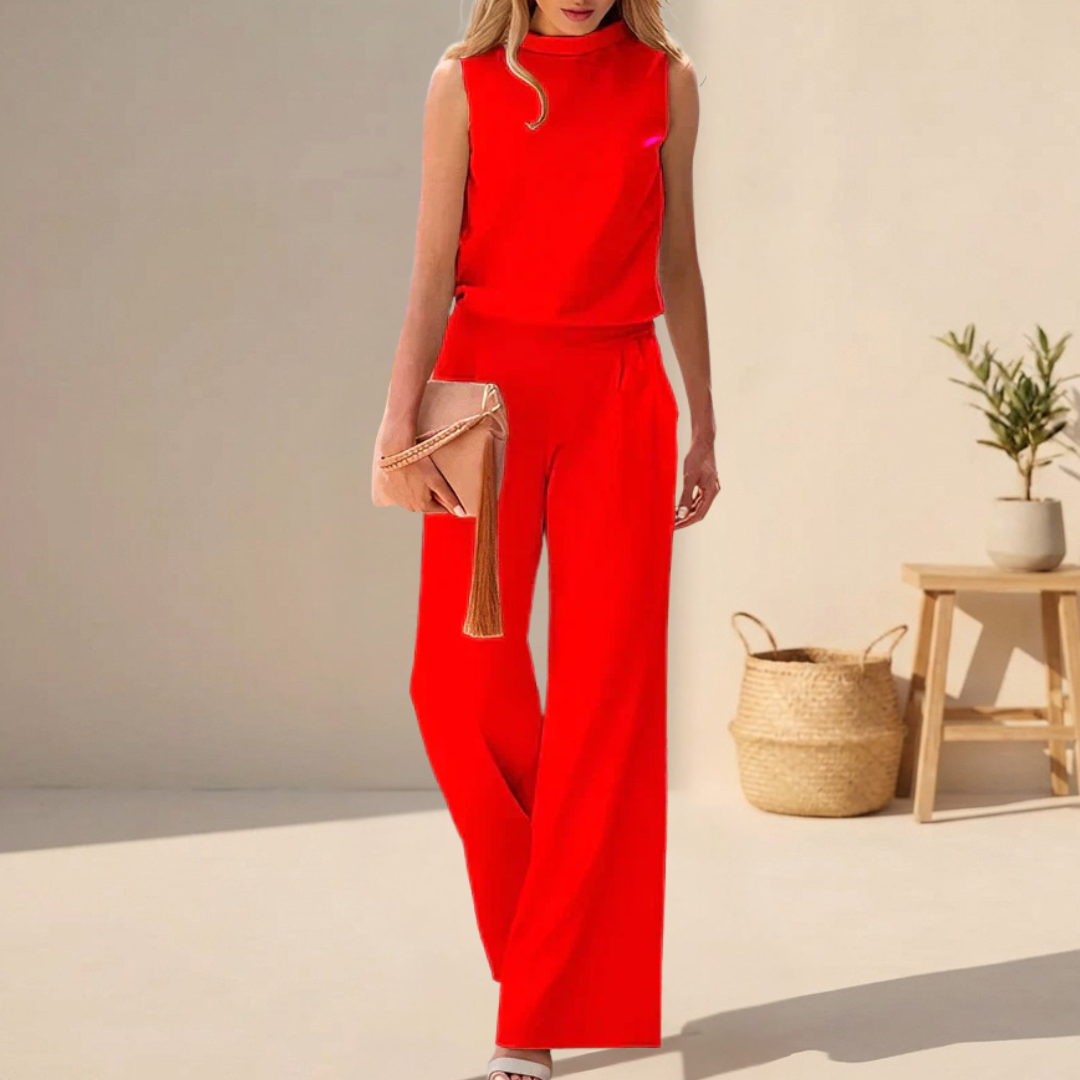 Image of Emily | Women's High-Waisted Wide Leg Pants Set