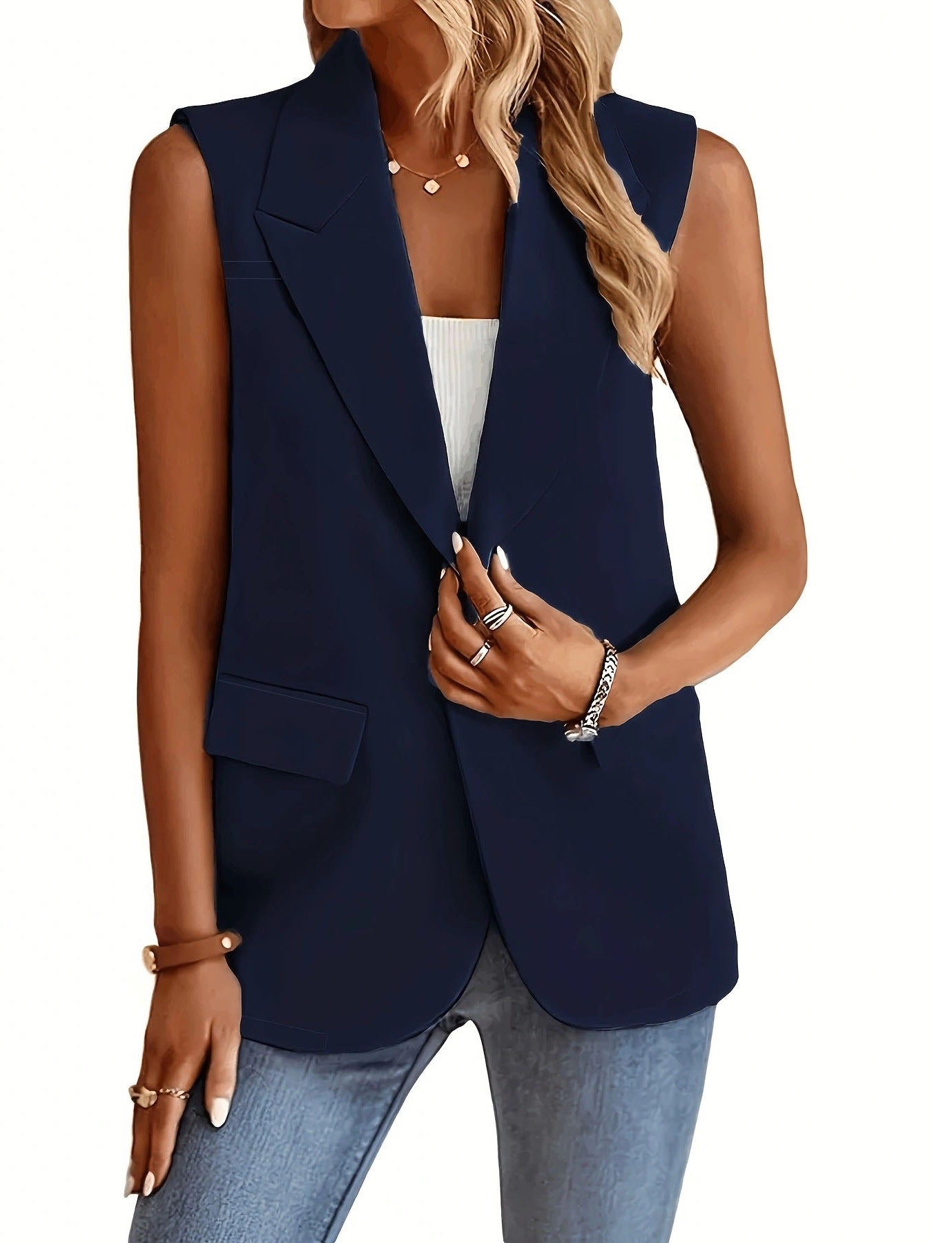Image of Esme | Women's Sleeveless Blazer Vest