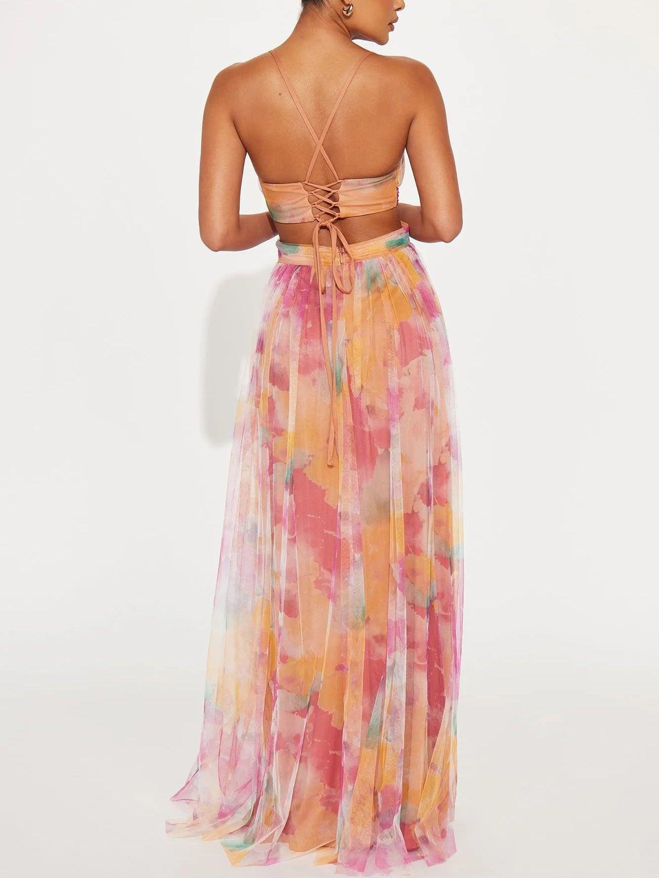 Image of Esther | Women's Spaghetti Strap Floral Maxi Dress