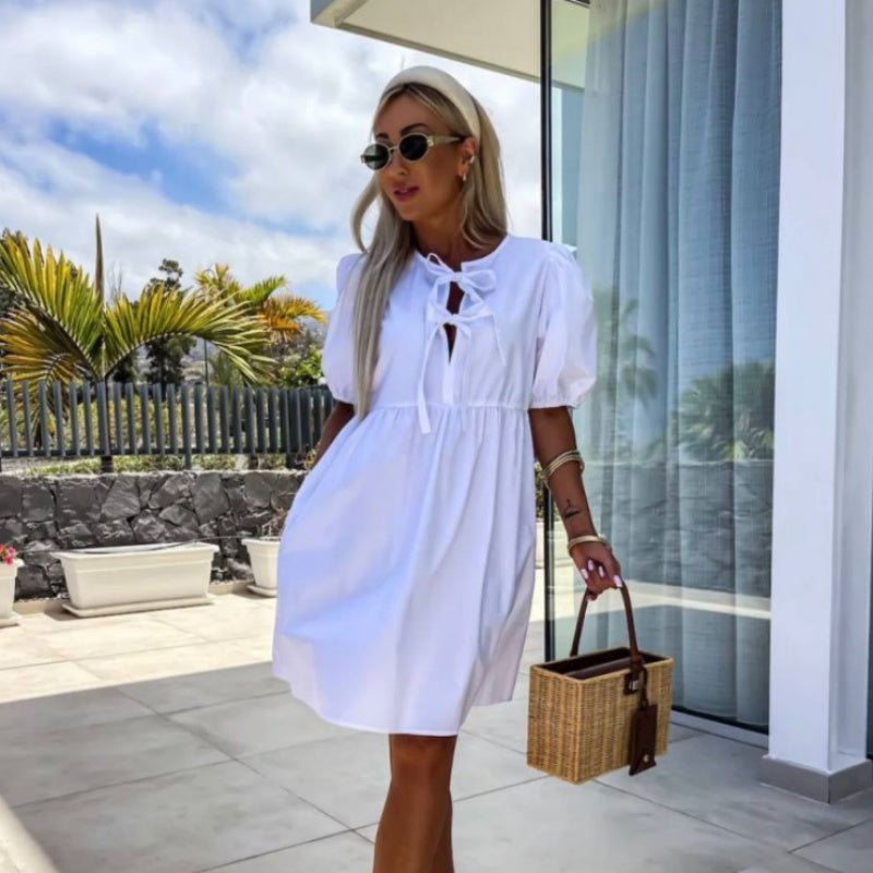 Image of Eva | Women's Puff Sleeve A-Line Mini Dress