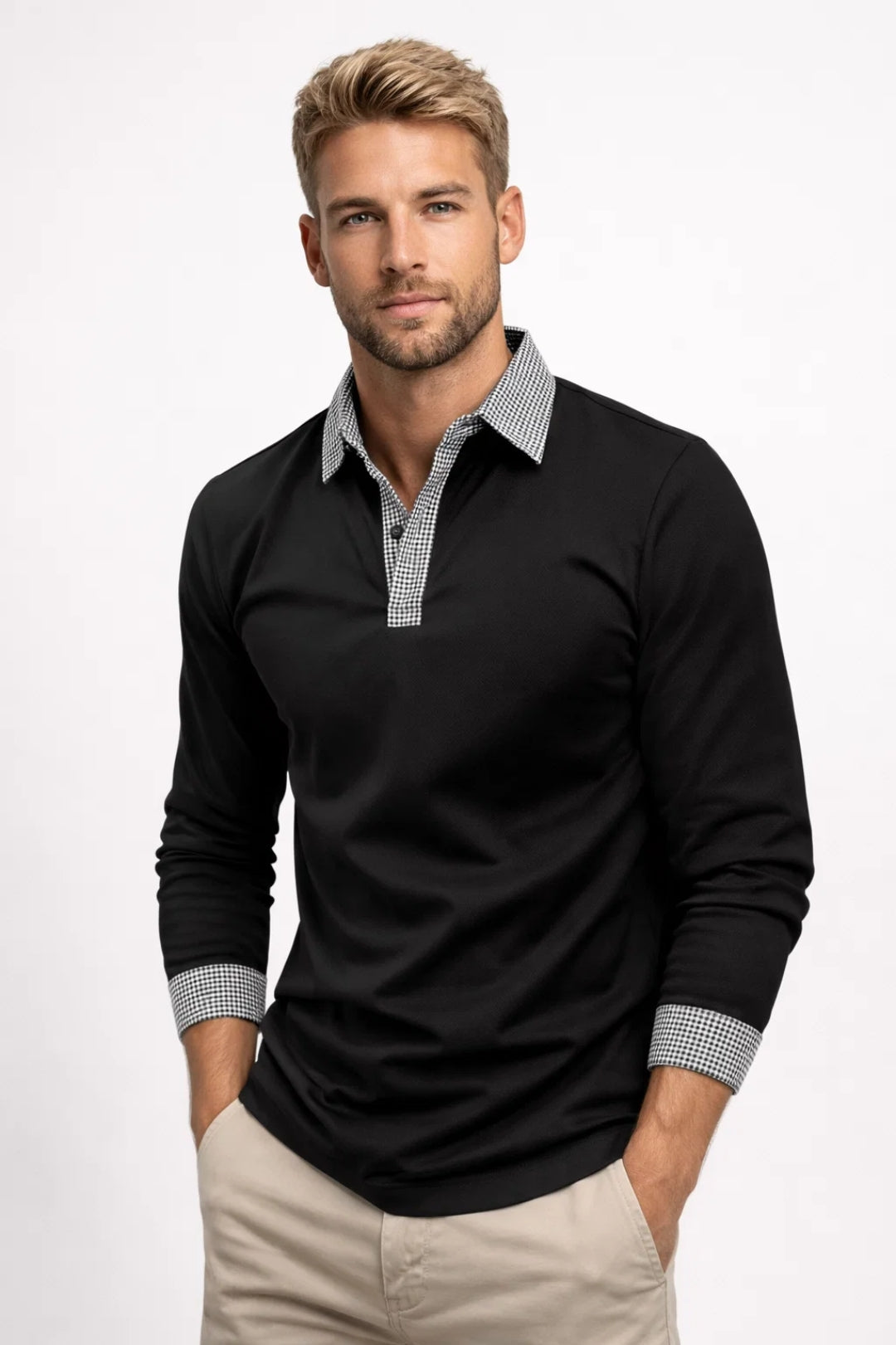 Image of Ezra | Men's Long Sleeve Polo Shirt