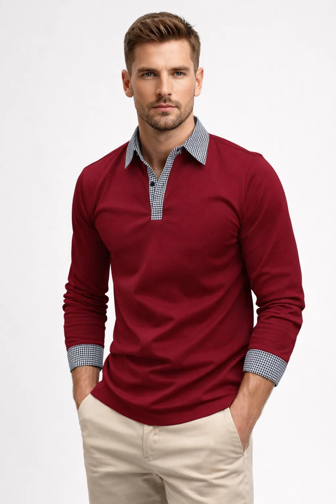 Image of Ezra | Men's Long Sleeve Polo Shirt