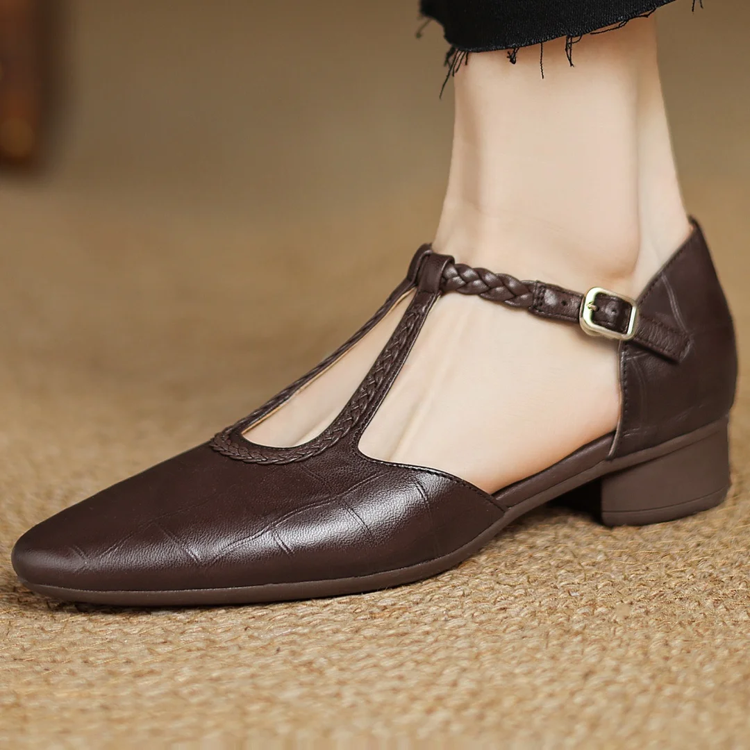 Image of Fiona | Women's T-Strap Flats Shoes