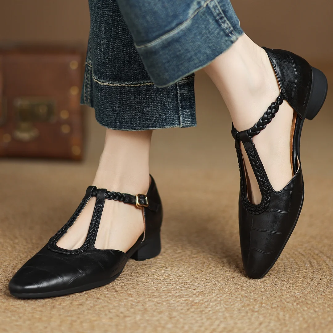 Image of Fiona | Women's T-Strap Flats Shoes