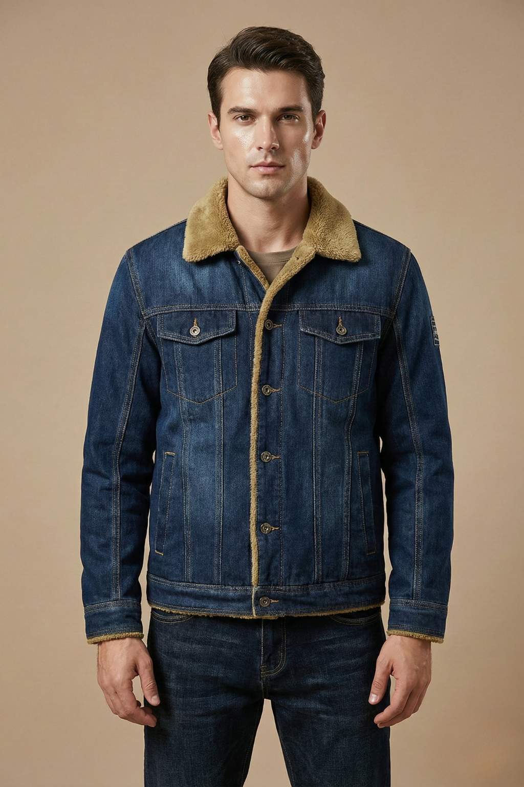 Image of Floyd | Men's Shearling Collar Denim Jacket