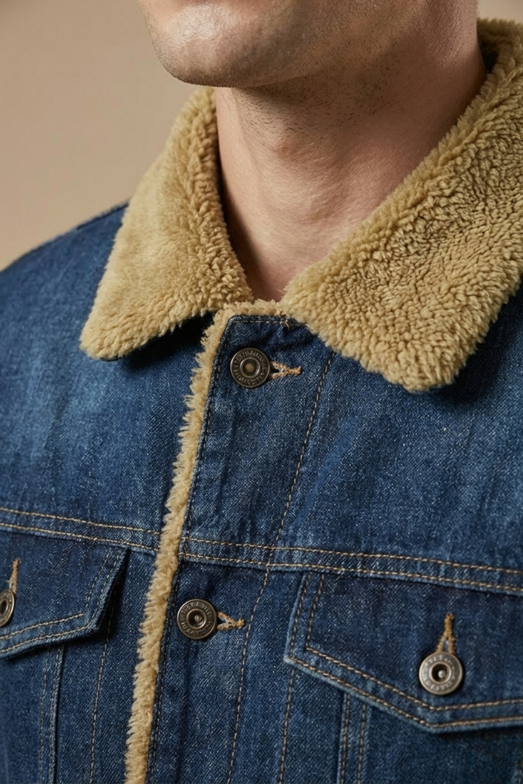 Image of Floyd | Men's Shearling Collar Denim Jacket