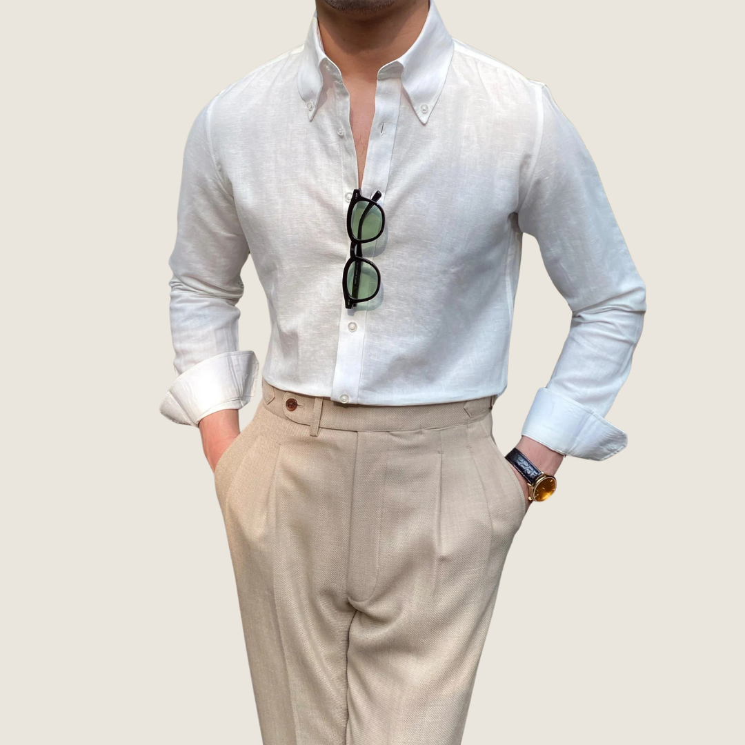 Image of Frederick | Men's Long Sleeve Button-Down Polo Shirt