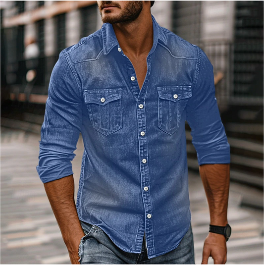 Image of Frederick | Men's Long Sleeve Denim Shirt