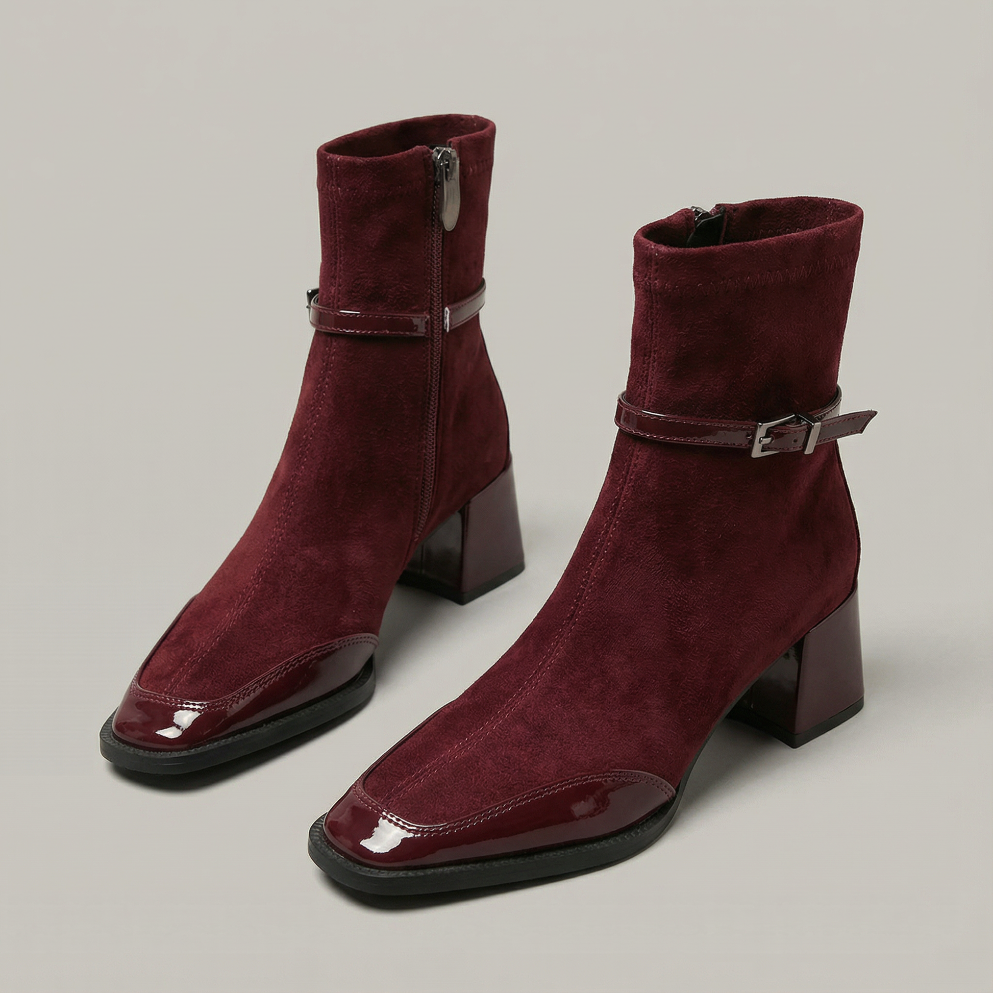 Image of Gail | Women's Block Heel Patent Leather Ankle Boots
