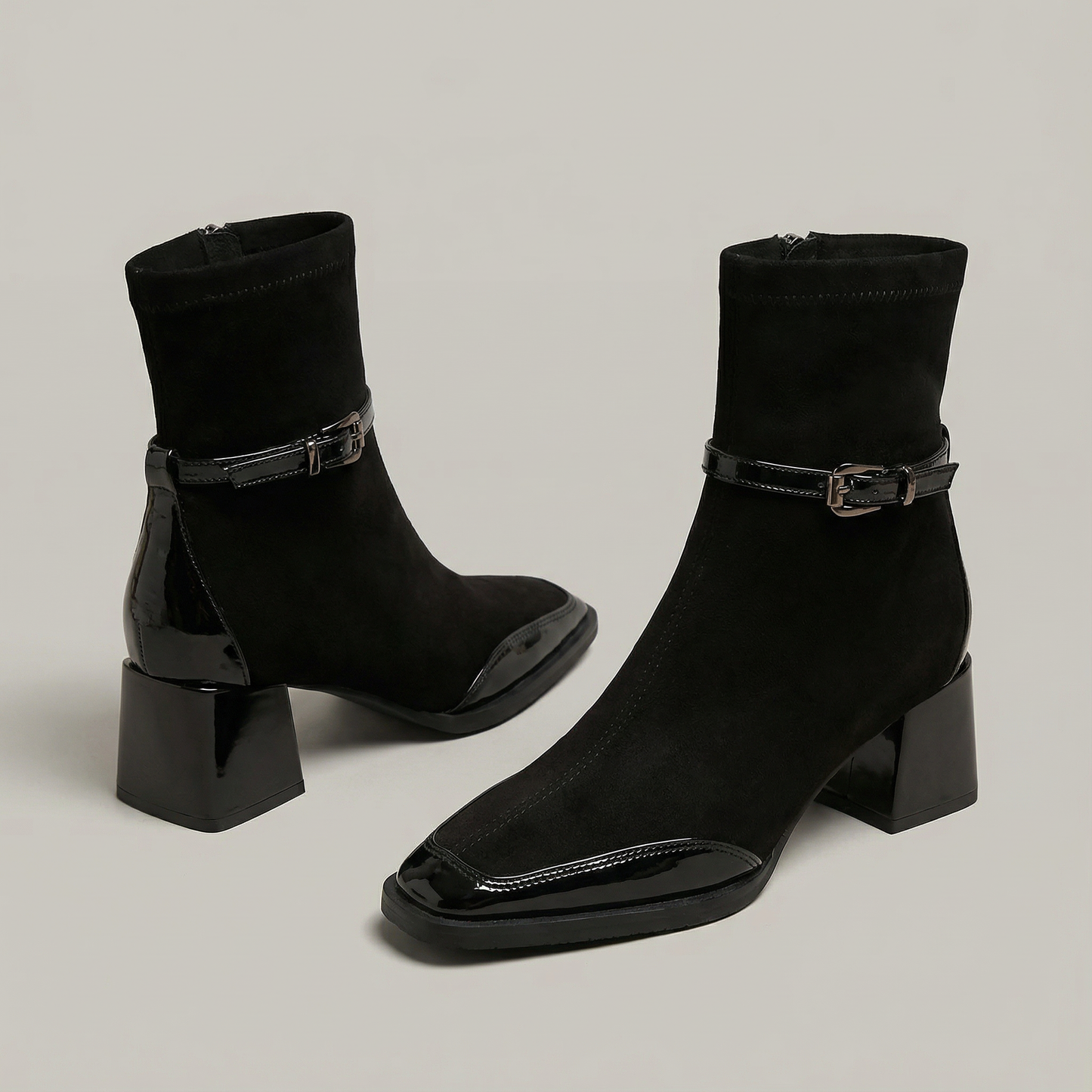 Image of Gail | Women's Block Heel Patent Leather Ankle Boots