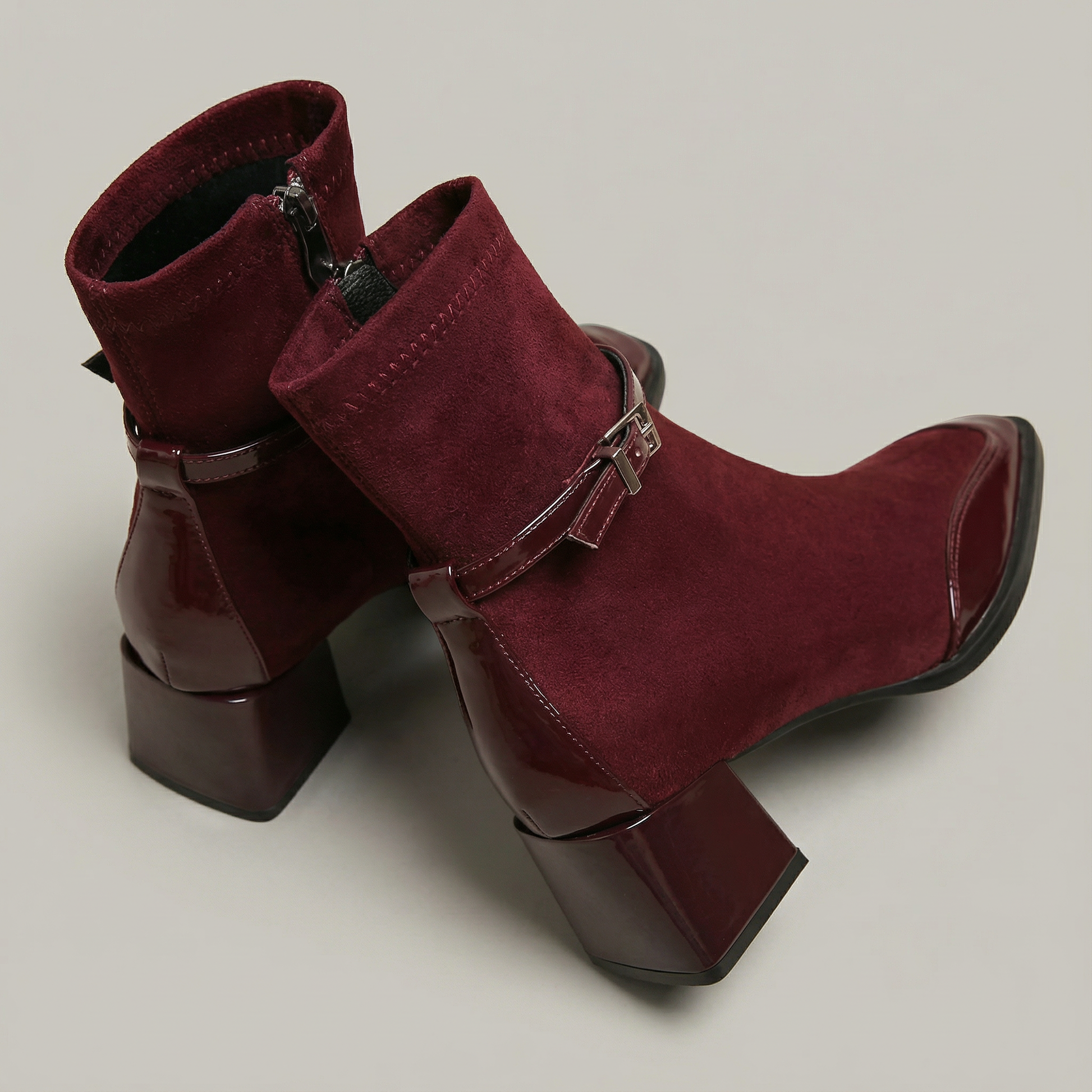Image of Gail | Women's Block Heel Patent Leather Ankle Boots